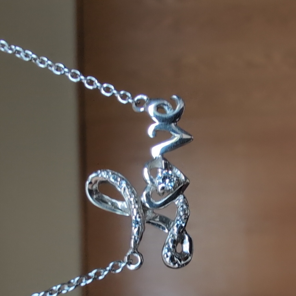 Sterling Swarovski Crystals Love Pendant 20" Necklace Lobster Claw